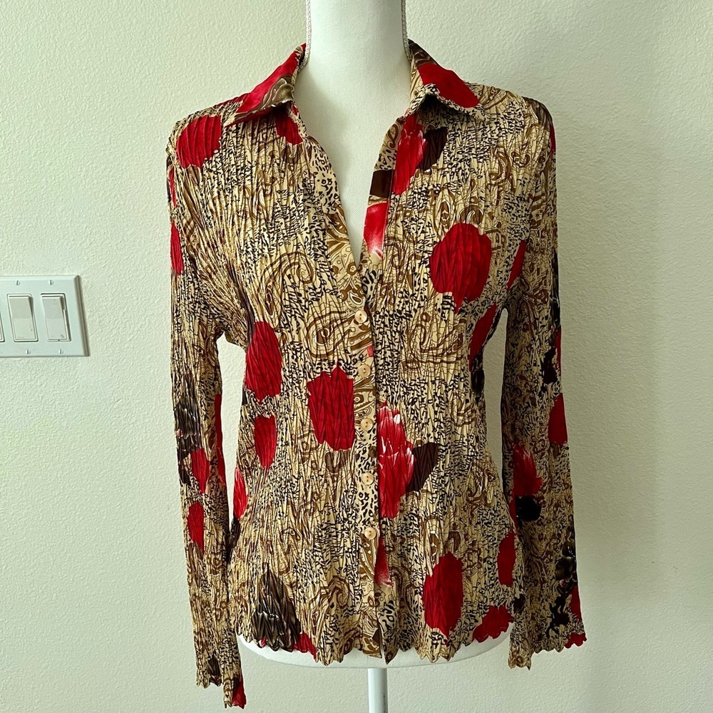 Jordan Red and Brown Button Down Shirt